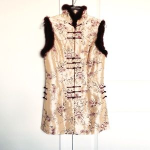 Silky Embroidered Mandarin Vest NWT